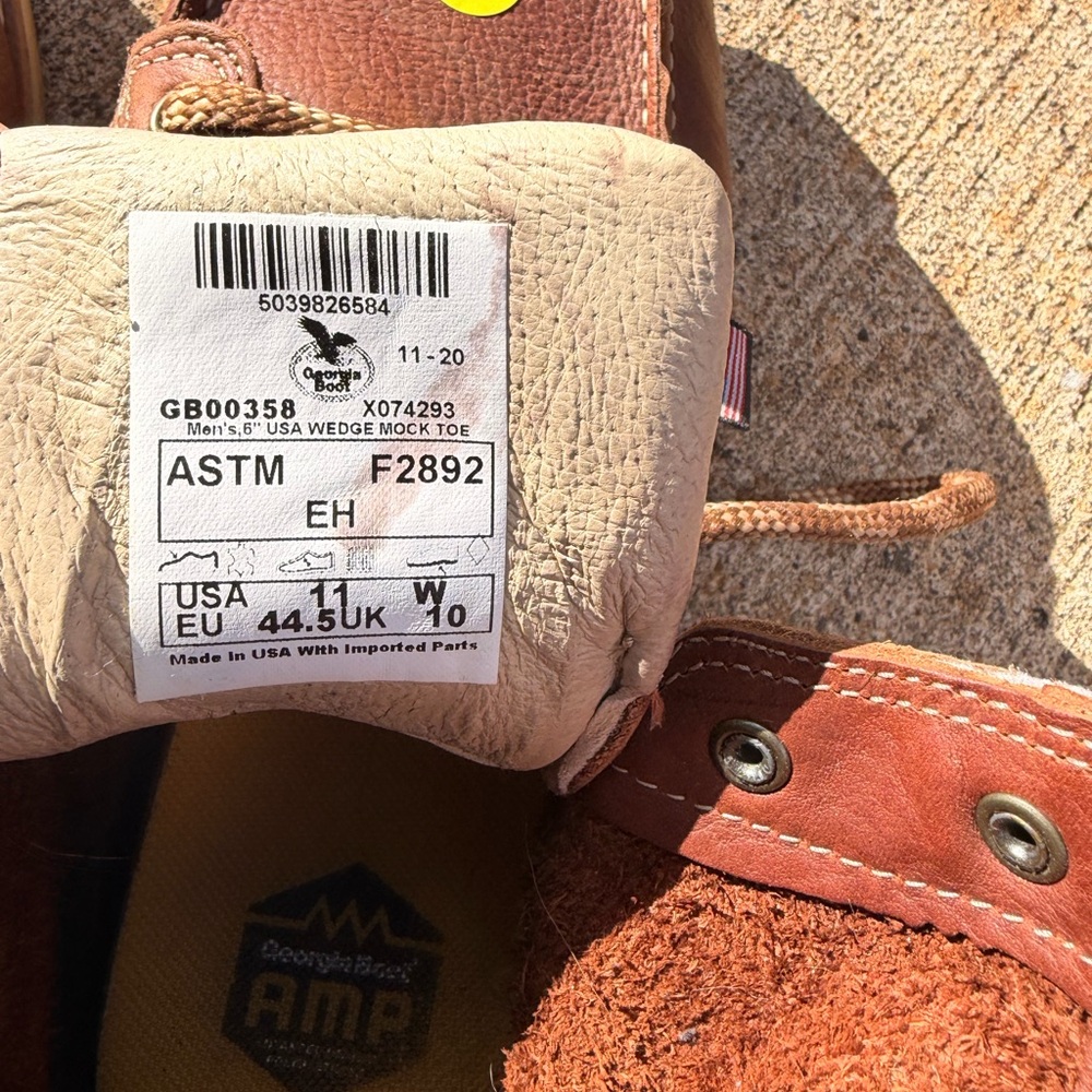 Georgia Boot Brown Leather Moc Toe Work Boots - Picture 2 of 3